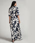 Front Buttoned Blue Printed Maxi Dress