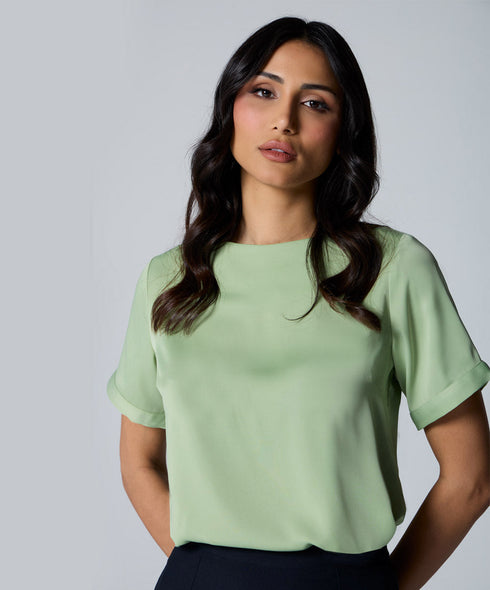 Sleeve Extended Satin Green Top