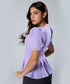 Vneck Sleeve Detailed Peplum Purple Top
