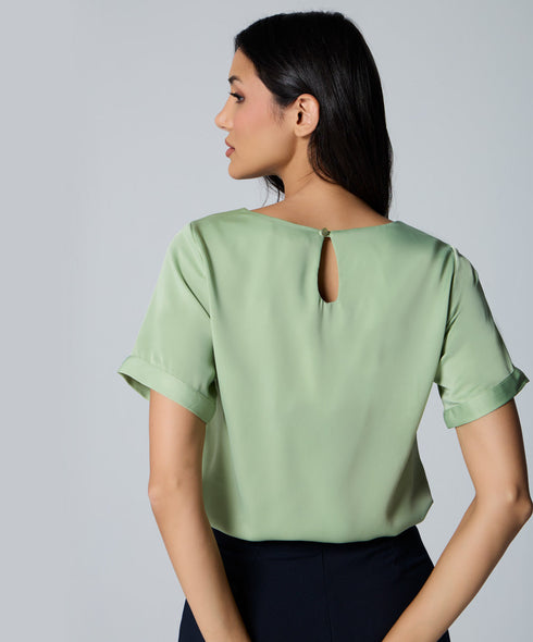 Sleeve Extended Satin Green Top