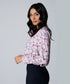 Vneck Rose Printed Long Sleeve Top