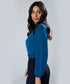 Chiffon Lantern Sleeve Detailed Neck Blue Top