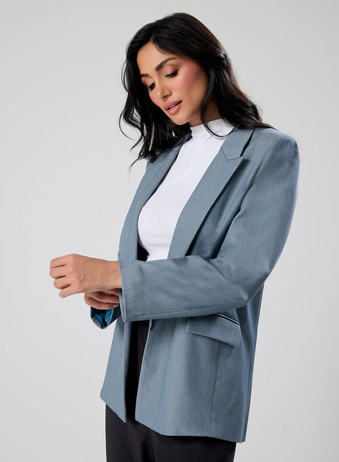 Marl Blue Colour Classic Formal Blazer