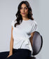 Waist Tie Round Neck Satin White Top