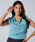 Cowl Neck Short Sleeve Satin Top