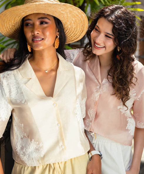 Lapel Detailed Embroidered Top