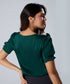 Vneck Frill Attached Green Short Sleeve Top