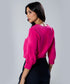 Lapel Collared Chiffon Half Sleeve Pink Top