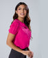 Pleated Sleeve Round Neck Pink Top