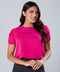 Pleated Sleeve Round Neck Pink Top