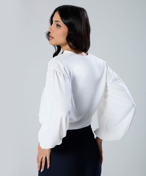 Front Slit Chiffon Long Sleeve Top