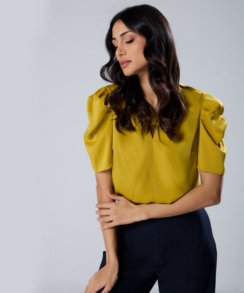 Satin Short Sleeve Top