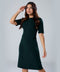 High Neck Midi Length Formal Green Dress