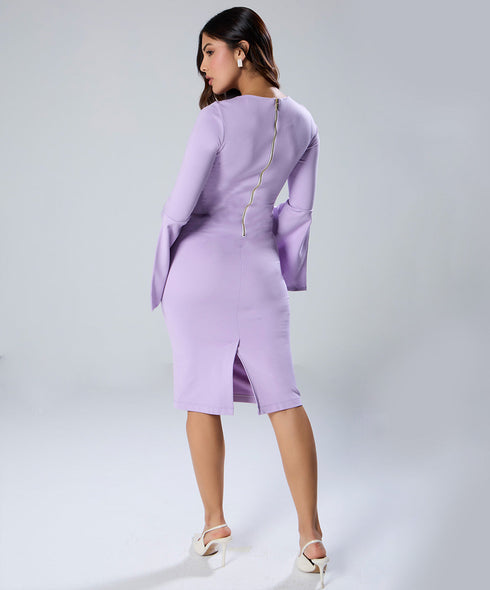 Sleeve Split Bodycon Ponte Dress