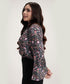 Sleeve Flared Printed Black Top