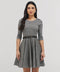 Scoop Neck Gingham Skater Grey Dress