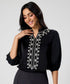 Neck Line Embroidered Long Sleeve Chiffon Top