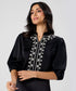Neck Line Embroidered Long Sleeve Chiffon Top