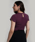 Petal Sleeve Chiffon Neck Pleated Purple Top