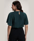 Sleeve Flared Round Neck Chiffon Green Top