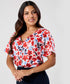 Vneck Flared Sleeve Red Printed Top