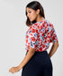 Vneck Flared Sleeve Red Printed Top