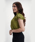 Sleeve Flared Chiffon Vneck Top