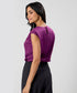 Side Detailed Satin Top-Purple