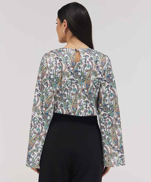 Flared Sleeve Printed Top