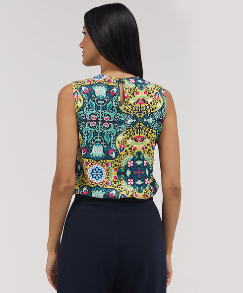 Sleeveless Printed Chiffon Top