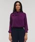 Neck Bow Attached Long Sleeve Top-Purple