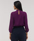 Neck Bow Attached Long Sleeve Top-Purple
