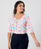 Printed Half Sleeve Vneck Top
