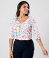 Printed Half Sleeve Vneck Top