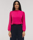 Long Sleeve Neck Detailed Top -Hot Pink