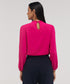 Long Sleeve Neck Detailed Top -Hot Pink