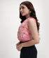 Neck Pleated Printed Pink Top