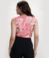 Neck Pleated Printed Pink Top