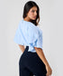 Flared Sleeve Chiffon Top-Light Blue