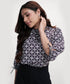 Neck Detailed Half Sleeve Printed Top