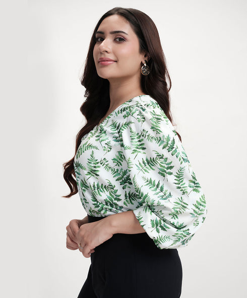 Vneck Printed Long Sleeve Top