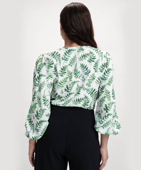 Vneck Printed Long Sleeve Top