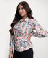Long Sleeve Waist Tie Printed Top