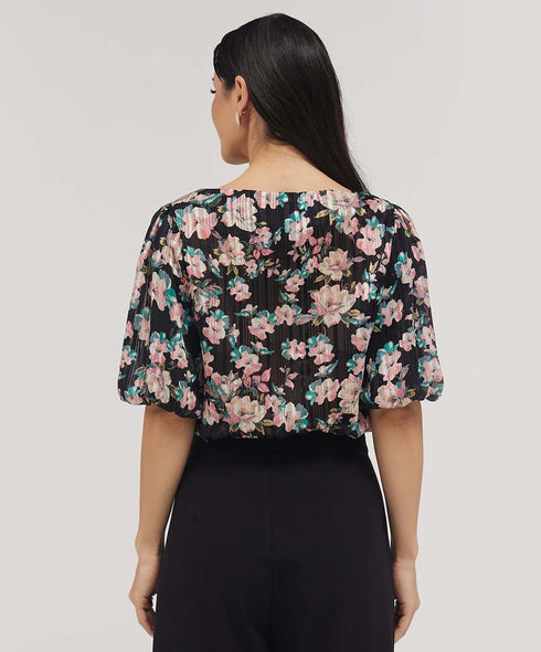 Wide Neck Crushed Chiffon Formal Top