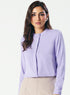 Straight Cut Mandarin Collar Long Sleeve Top