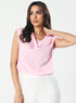 Cowl Neck Satin Pastal Pink Top