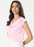 Cowl Neck Satin Pastal Pink Top