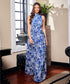 Halter Neck Printed Maxi Dress