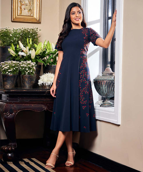 Embroidery Blue Dress