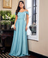 Chiffon Cold Shoulder Blue Maxi Dress